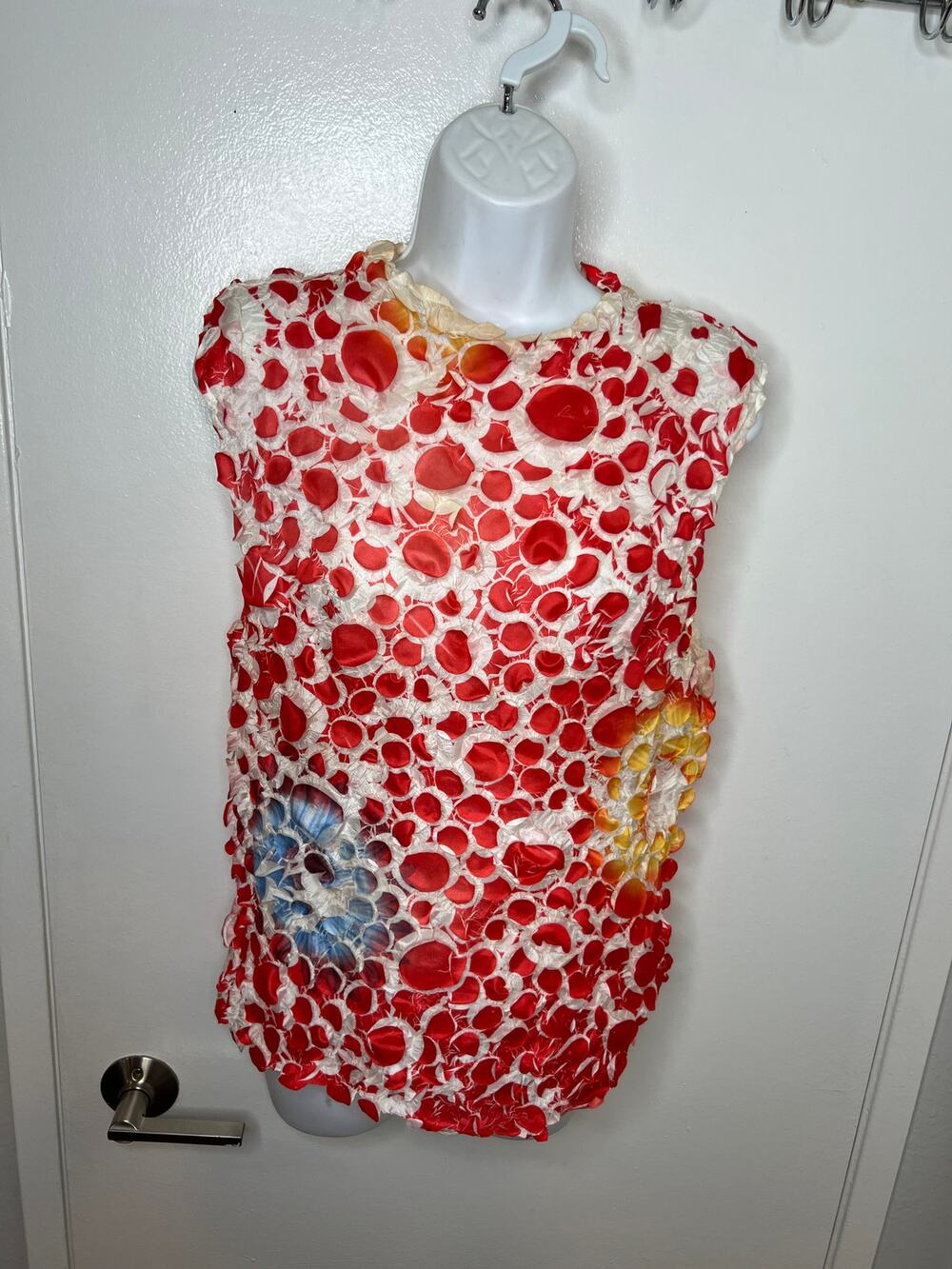 Vintage Style Popcorn Bubble Crinkle Stretch Y2K Top Red ~ One Size